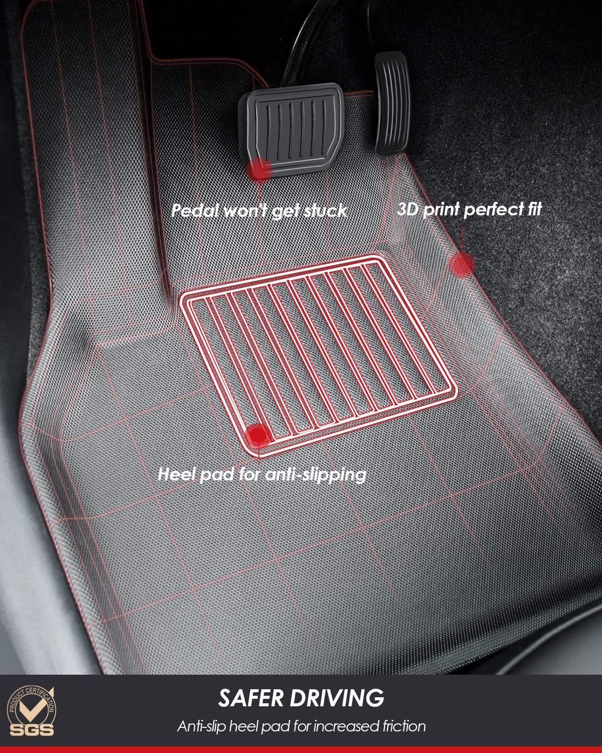All Weather TPE Floor Mats Cargo Liner Trunk Mats 6 Pieces Q606396