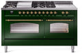 60 Dual Fuel Natural Gas Range Emerald Green Brass Trim D3852