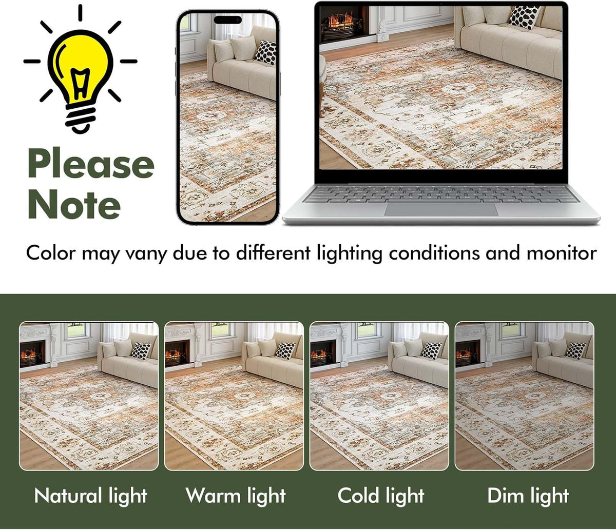 9x12 Washable Low-Pile Area Rug A596