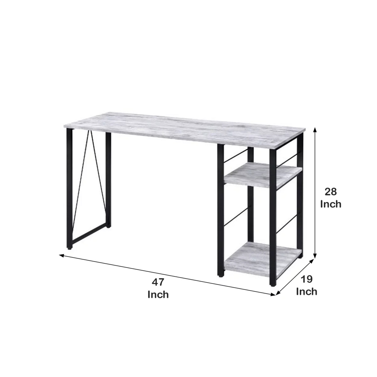 Antique White and Black Writing Desk with Rustic Wood Finish Q396801