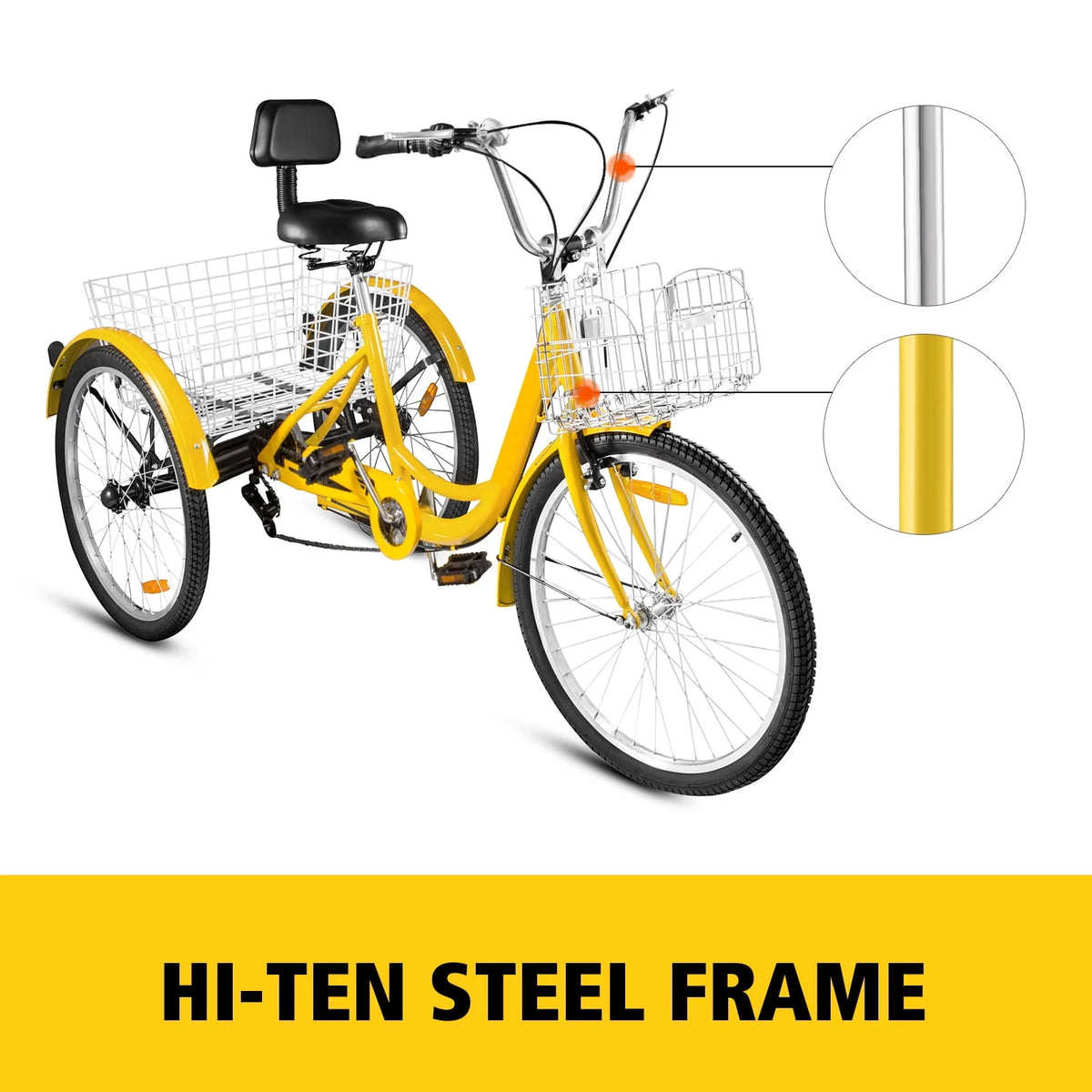 24 Adult Tricycle 7-Speed Three Wheel Bike with Basket D437