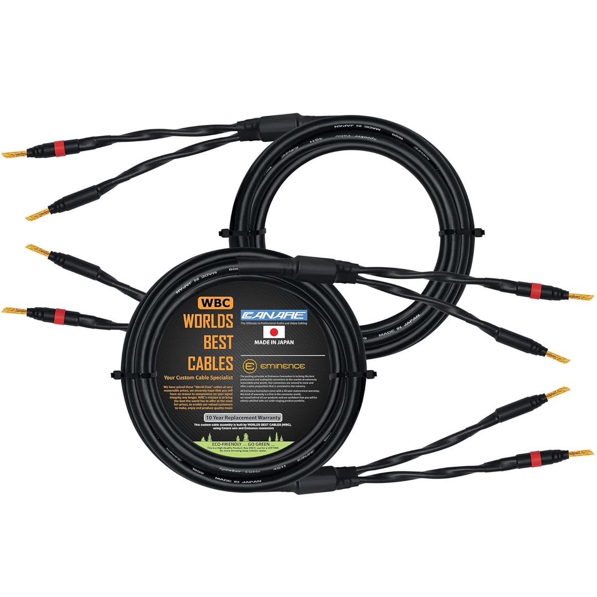 Canare 4S11 Star-Quad Speaker Cable Pair with Gold Banana Connectors E56510