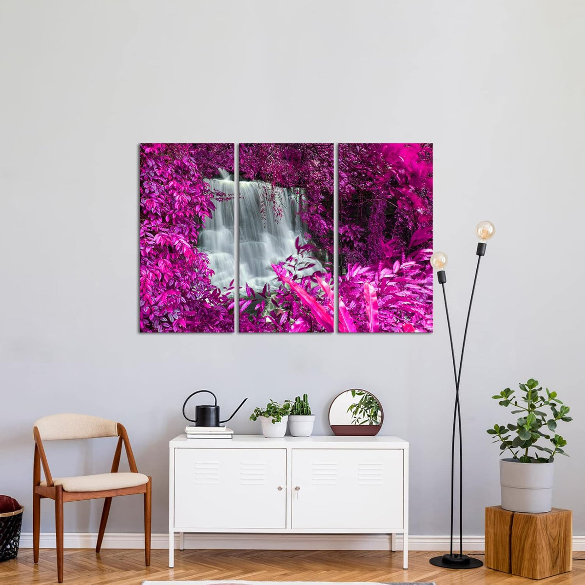 Black White and Purple Canvas Wall Art 16x32inchx3pcs C3008