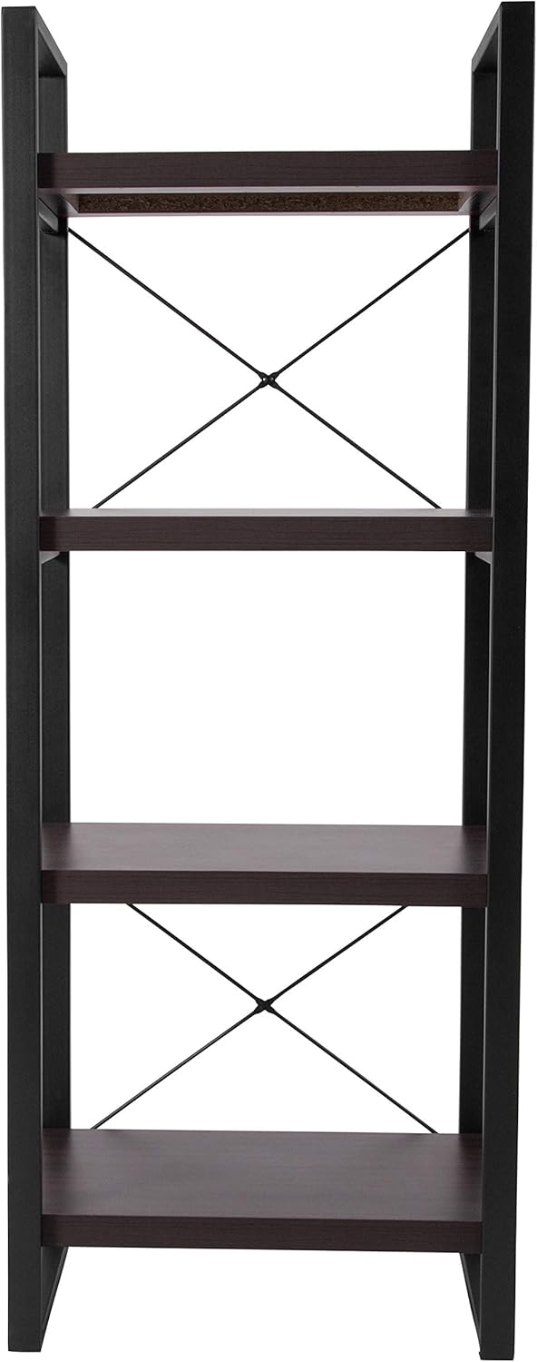 Charcoal Wood Grain 4 Shelf Etagere Bookcase O12690