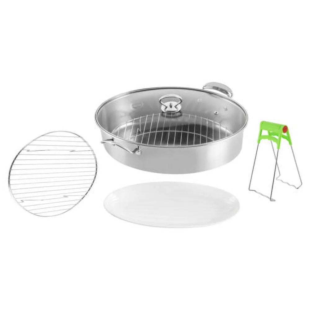 Stainless Steel Fish Steamer Pot with Glass Lid J926827