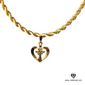 14K Bonded Gold Rope Chain Necklace with Heart Charm and Gift Box/Bag Z3384