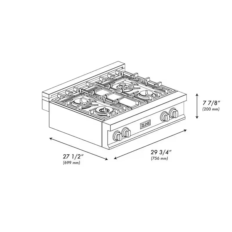 4 Burner Gas Cooktop with Griddle M24029