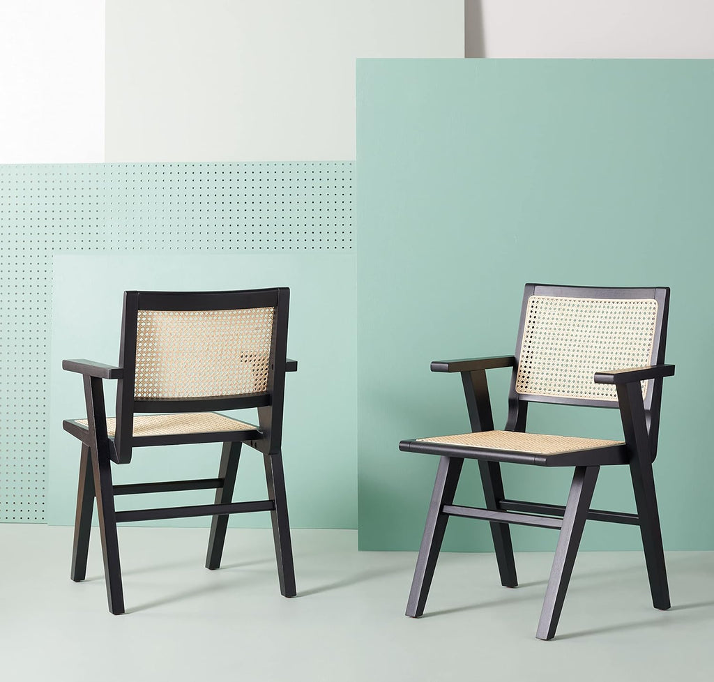 White/Natural French Cane Arm Chair (Set of 2) P9785