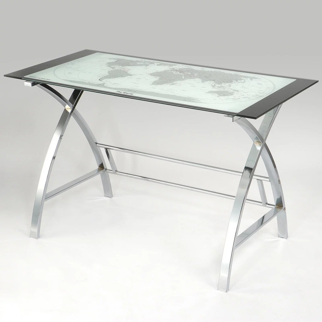 World Map Computer Desk Q2997