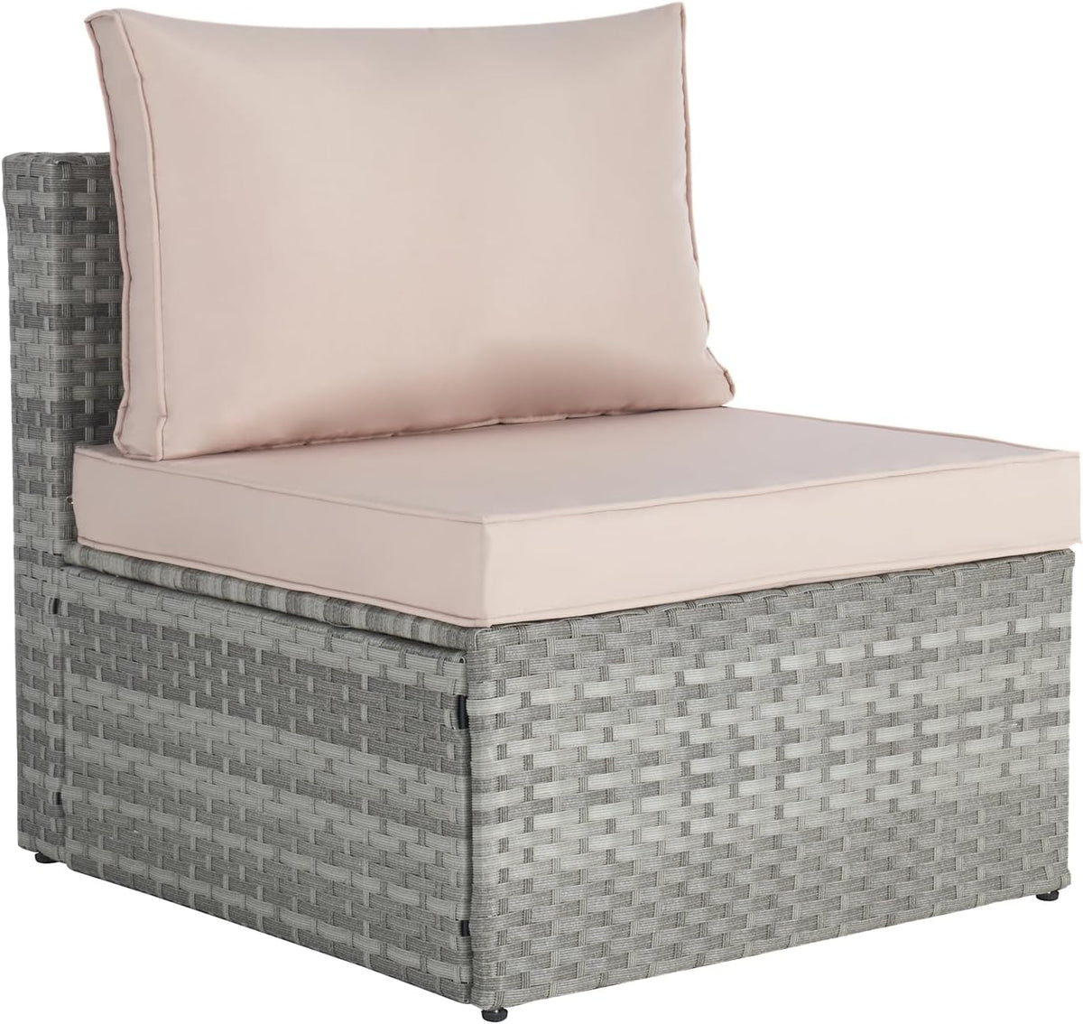 Beige 7 Piece PE Rattan Wicker Patio Conversation Set with Coffee Table A704915