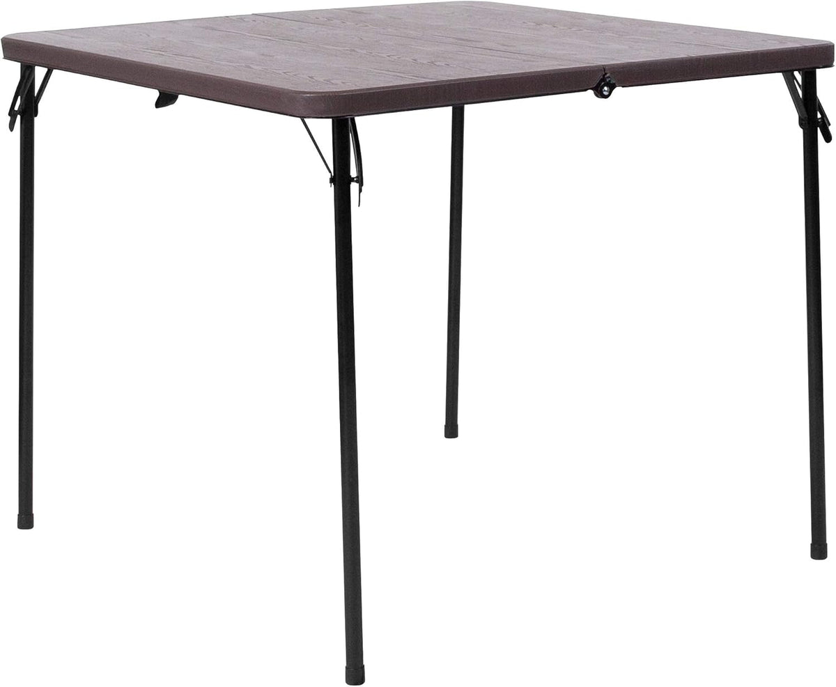Brown Square Bi-Fold Folding Table with Carrying Handle K46170