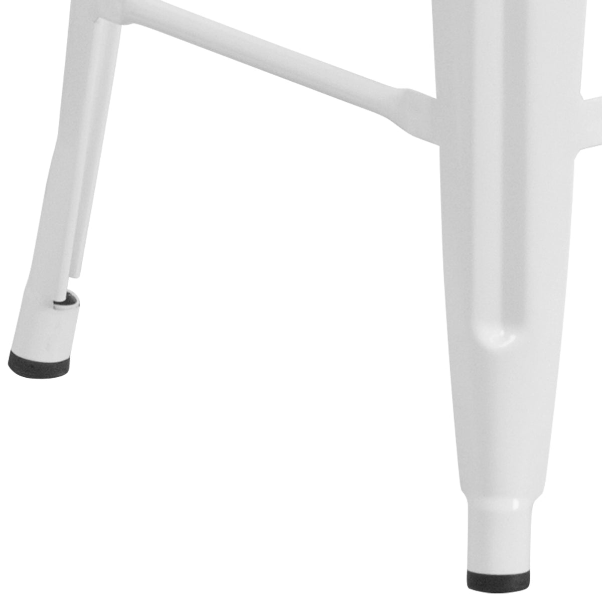 White Metal Counter Height Dining Stool with Wooden Seat O59655