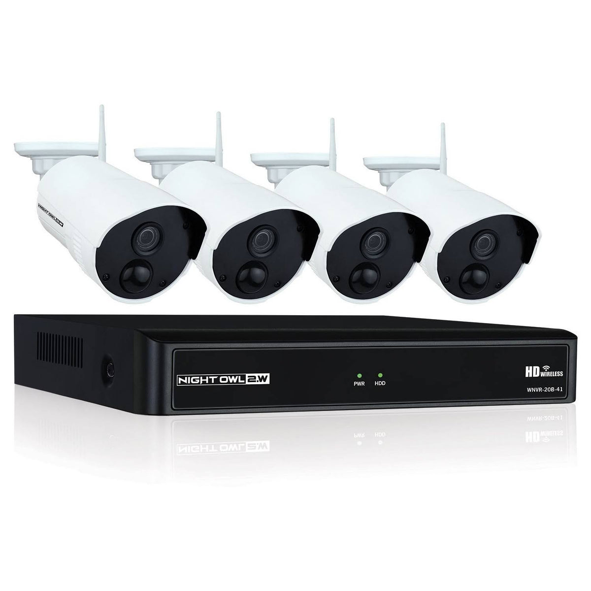 4 Channel 1080p Wireless Security Hub with 4 Infrared IP Cameras and 1 TB Hdd, White C19412