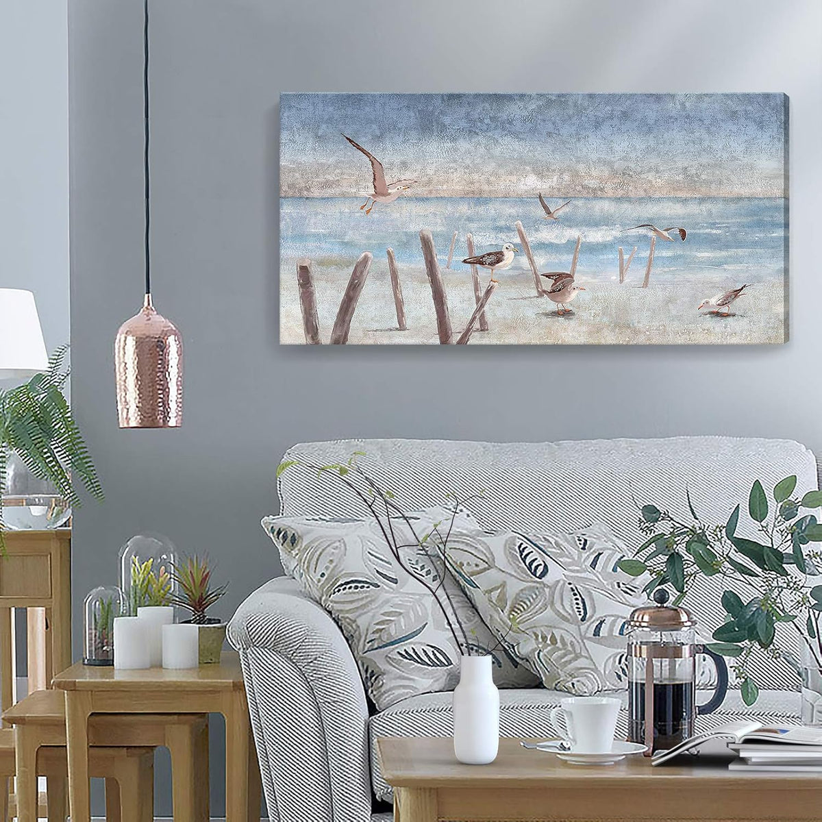 Framed Canvas Print Coastal Painting 12x16inch N29411