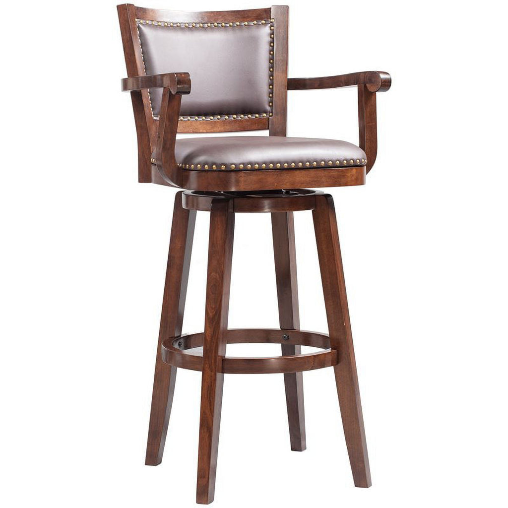 36" Swivel Extra Tall Wood Bar Stool in Cappuccino J810107
