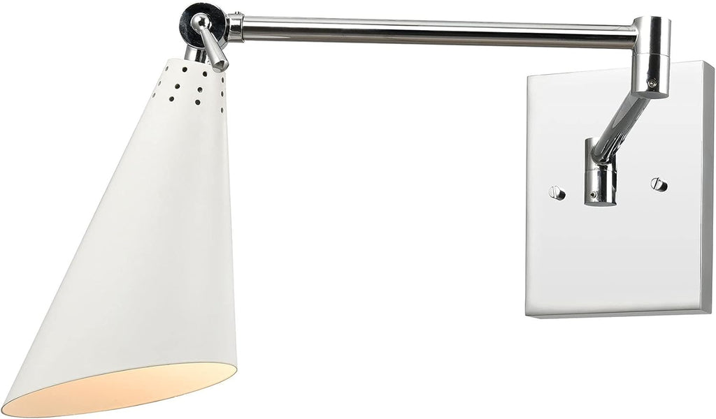 Polished Chrome White 1-Light Sconce M692