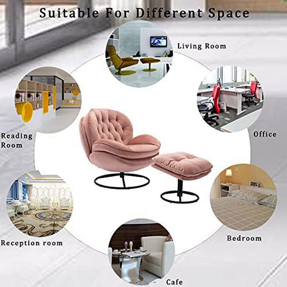 Velvet Swivel Accent Chair with Ottoman Set D711094