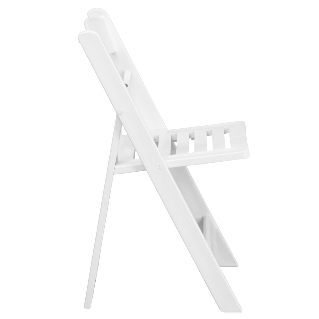 White Resin Folding Chair with Slatted Seat U521290