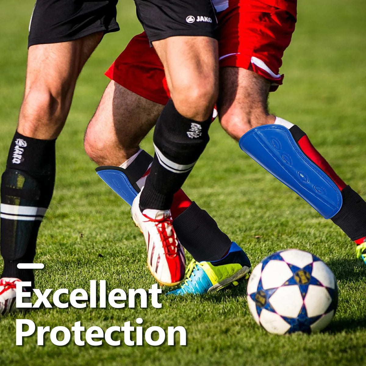 Children's Football Pads, Junior Football Leg Guards, Blue, Small R7346
