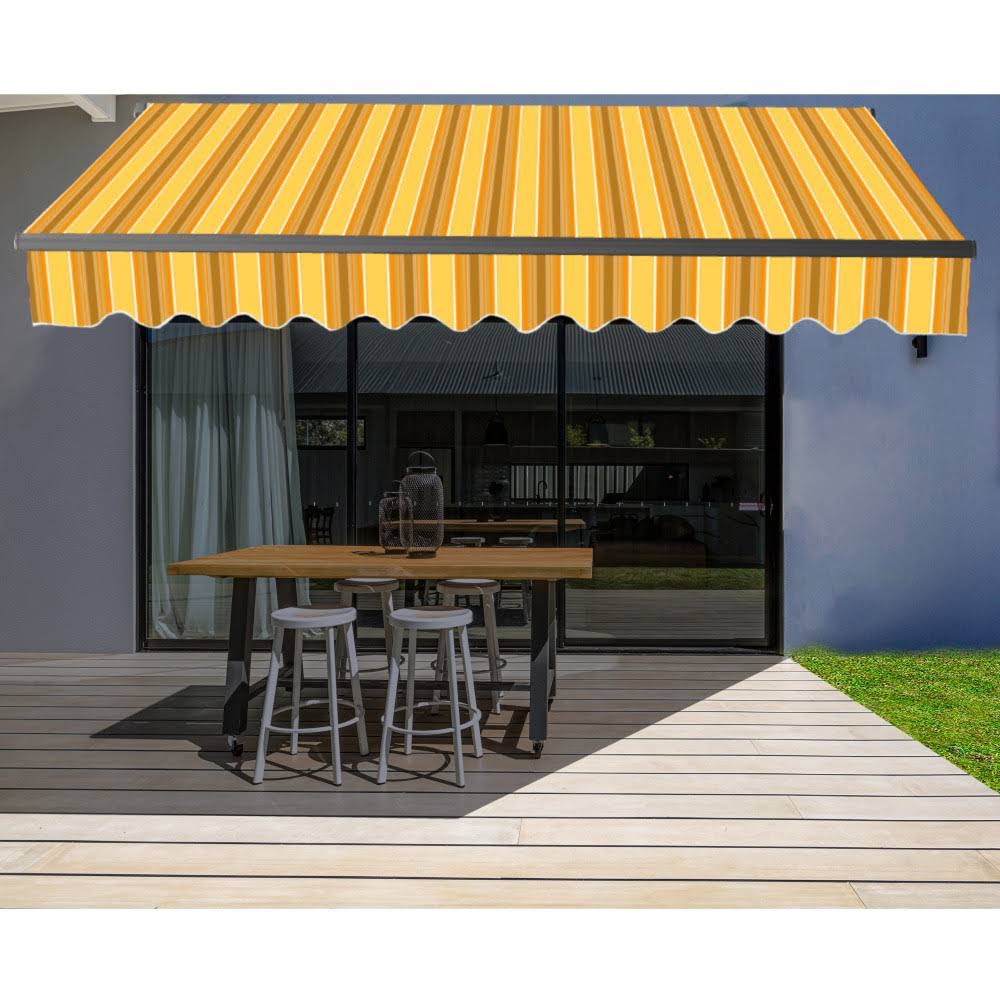 Black Frame Motorized Retractable Patio Canopy Awning 13'x10' Multi Yellow K789