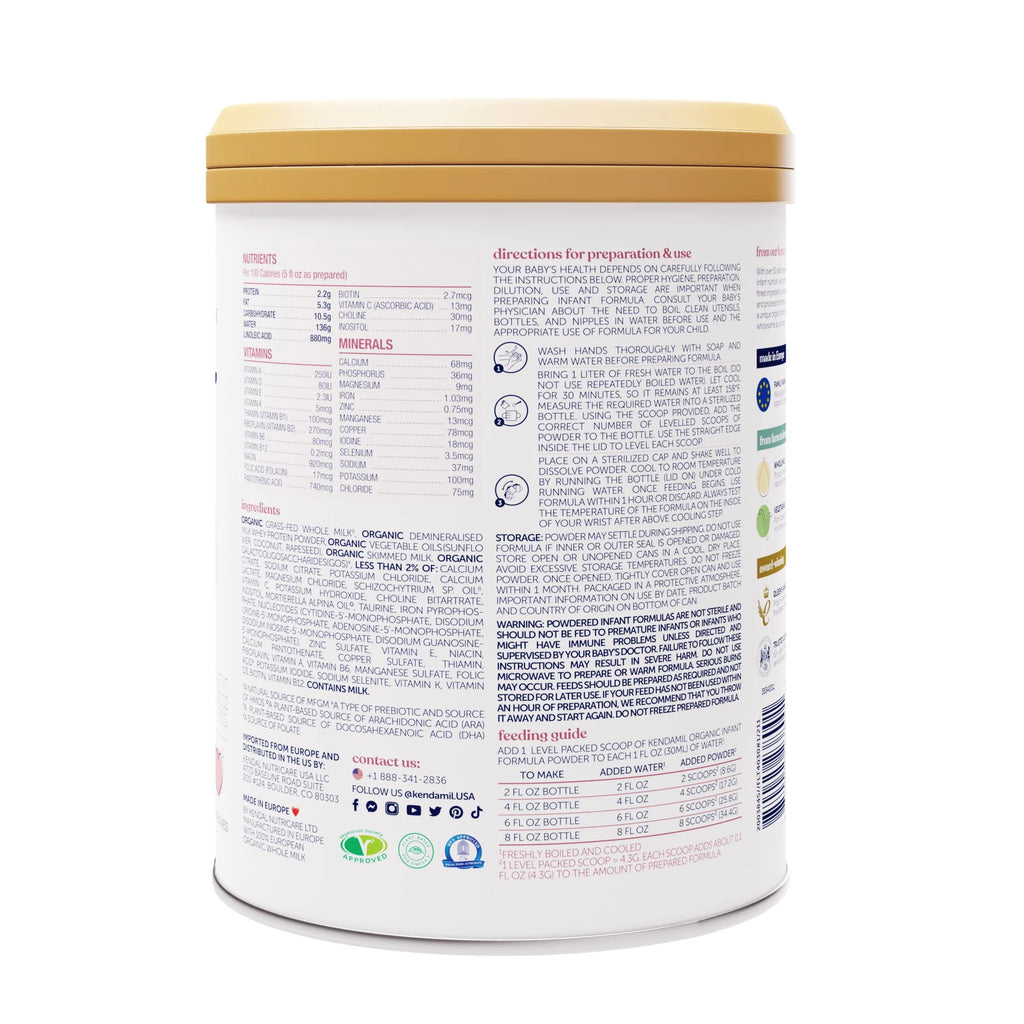 Organic Whole Milk Baby Formula Powder with HMOs, Prebiotics, DHA, 28.2oz Q273362
