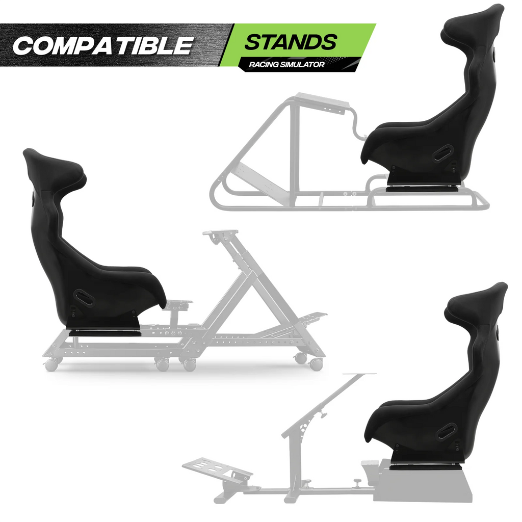 Black Racing Bucket Seat with Adjustable Slide & Angle Q484