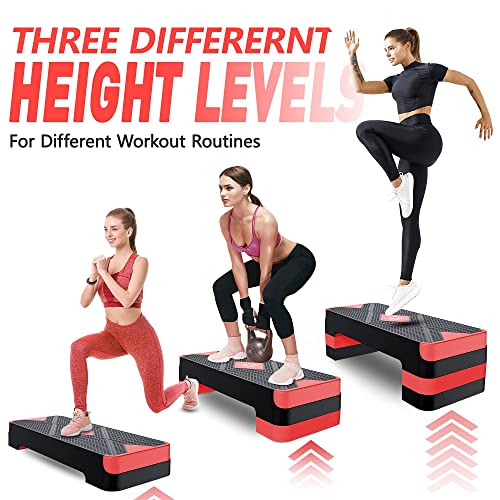 Adjustable Aerobic Step Platform, 26.5" Step Deck with 4” 6” 8” Risers E793