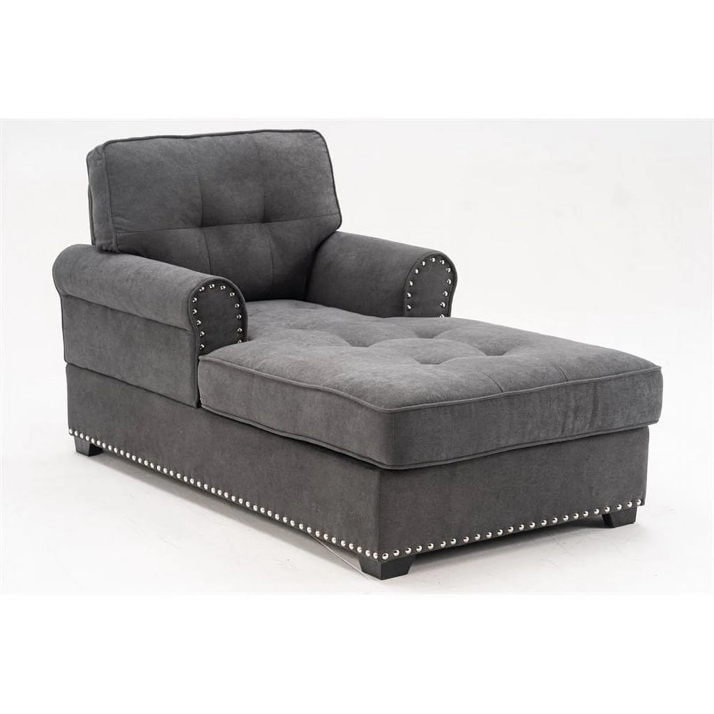 Gray Linen Fabric Indoor Chaise Lounge M812486
