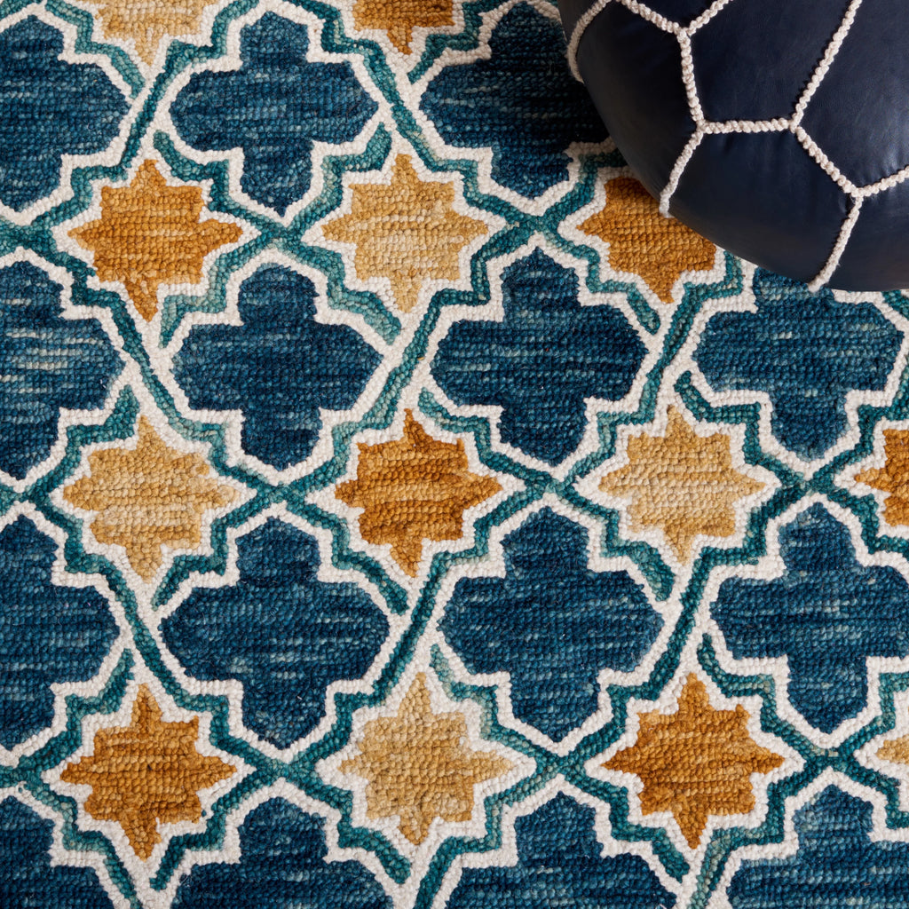 Navy Yellow Geometric Area Rug 3' x 5' F353688