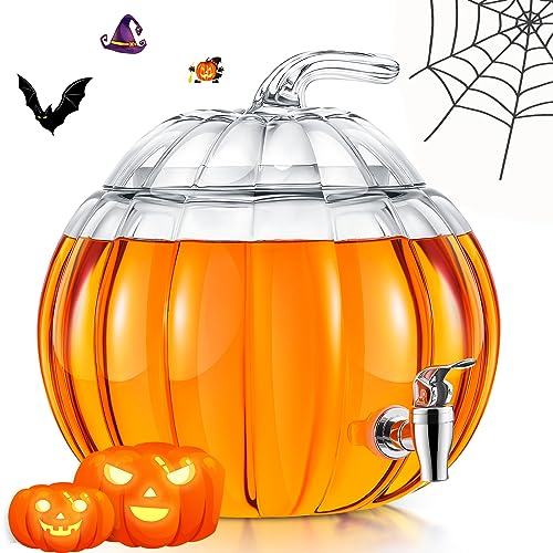 2 Pack 2 Gallon Glass Pumpkin Drink Dispenser with Spigot K925880