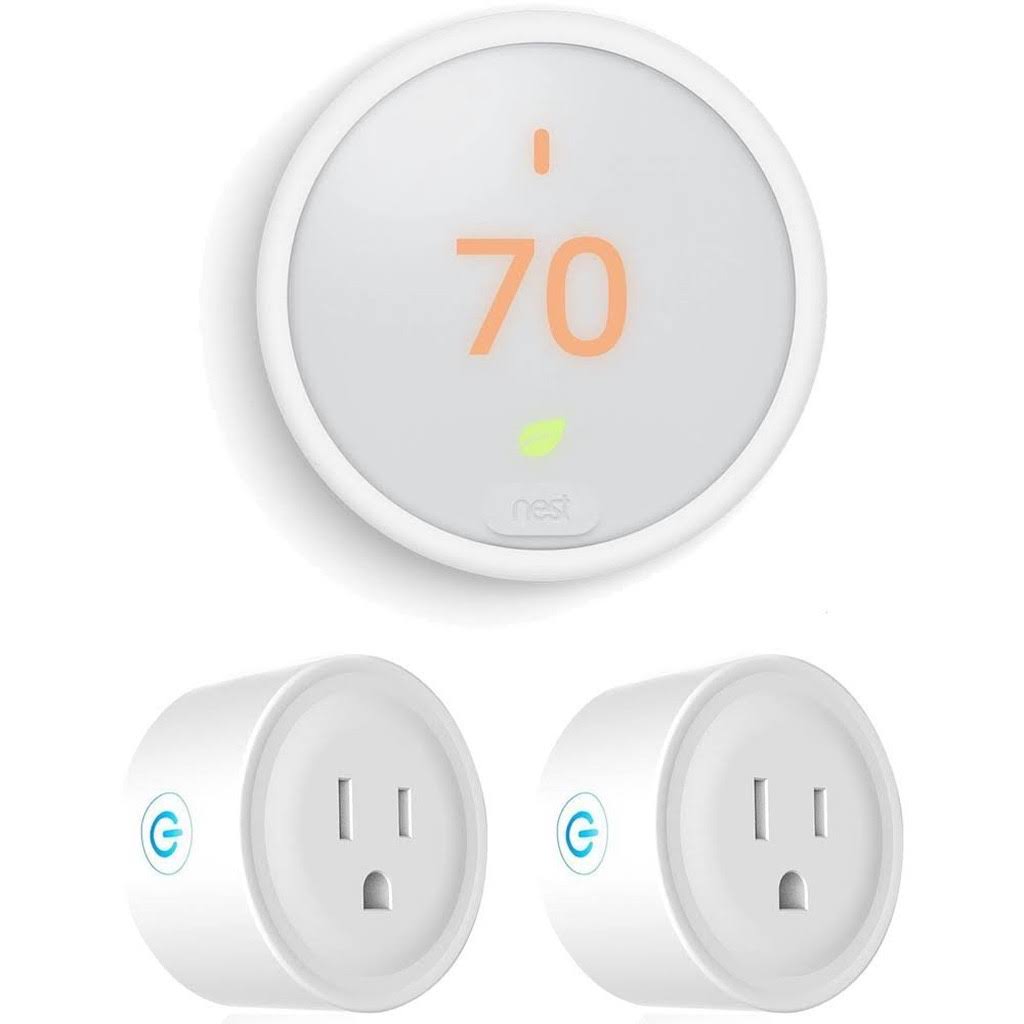 White Thermostat with 2 Pack Wi-Fi Smart Plug K2742