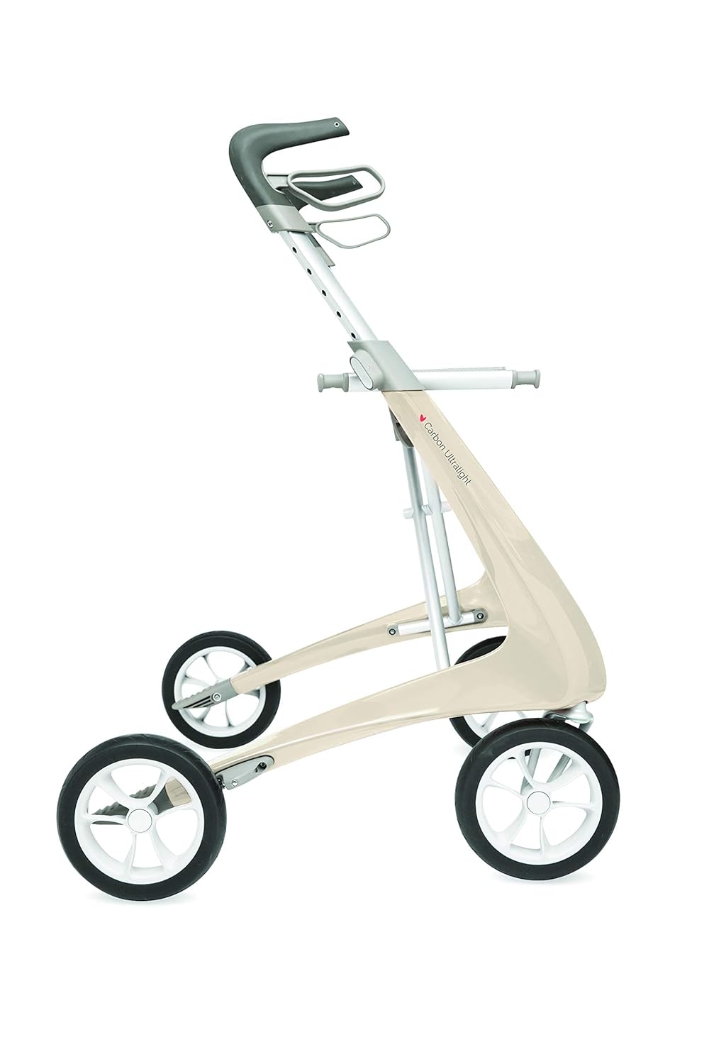Wide Track Oyster White Rollator Walker with Organizer Bag T21414