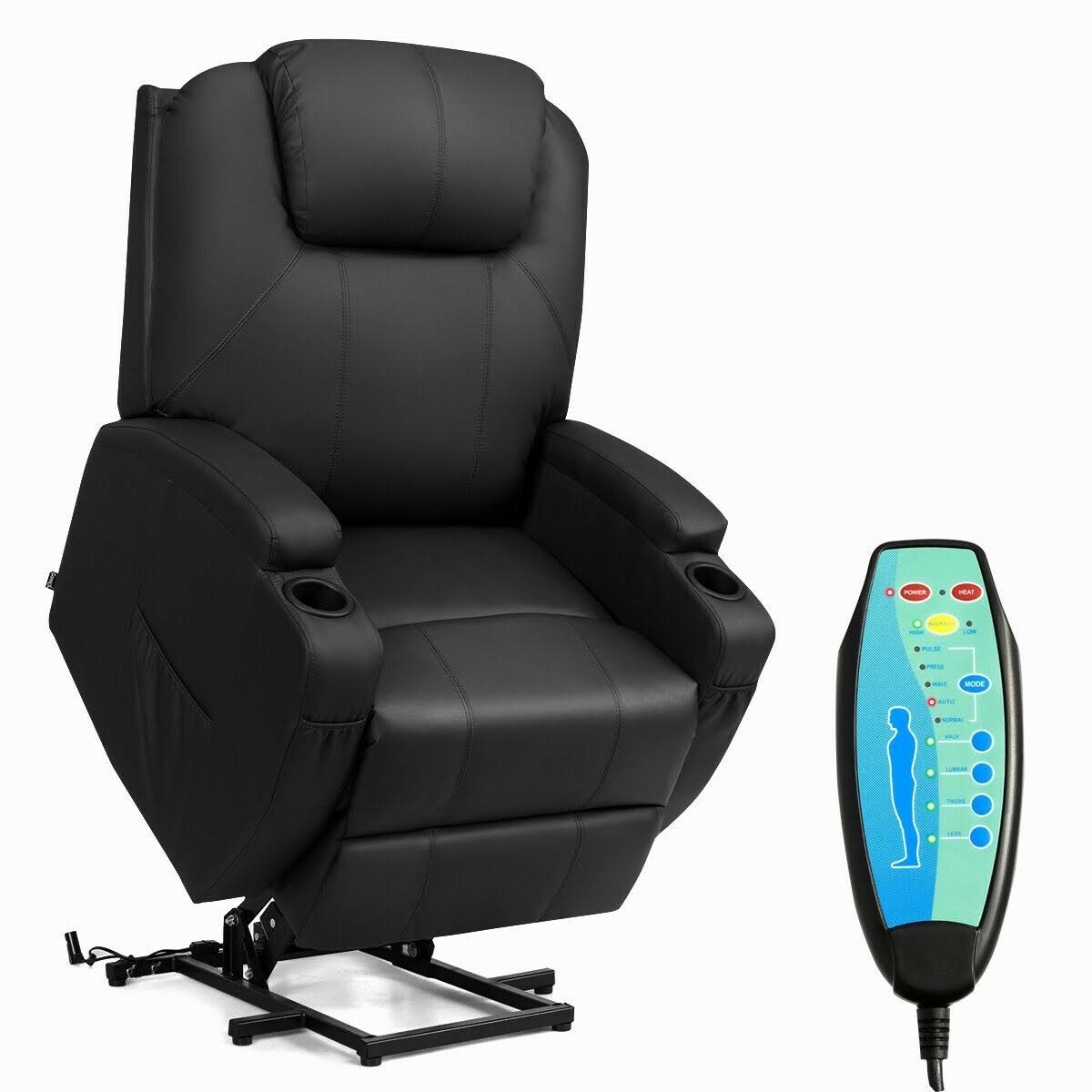 Black Heated Vibration Massage Power Recliner W2790