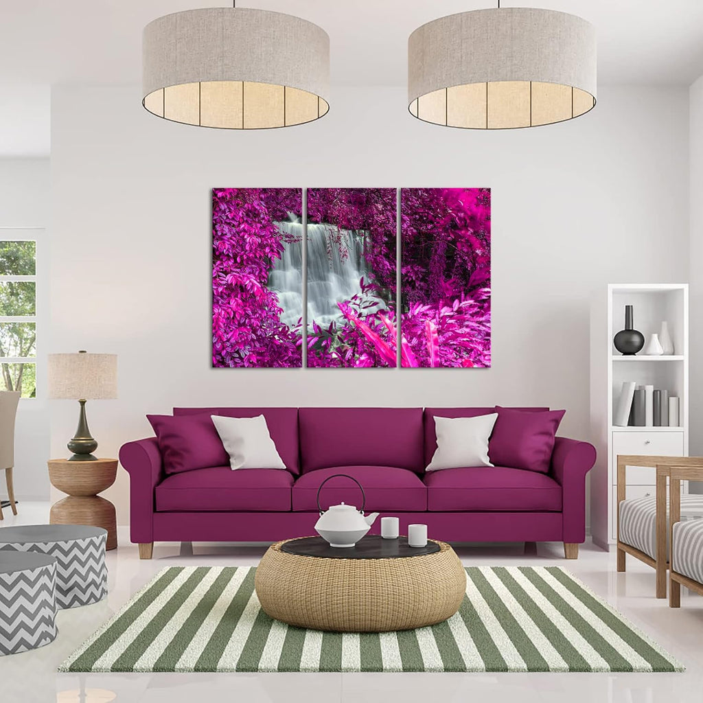Black White and Purple Canvas Wall Art 16x32inchx3pcs C3008