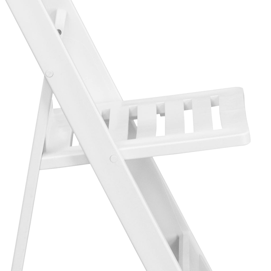 White Resin Folding Chair with Slatted Seat U521290