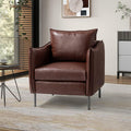 Brown Faux Leather Armchair with Moveable Cushion P137