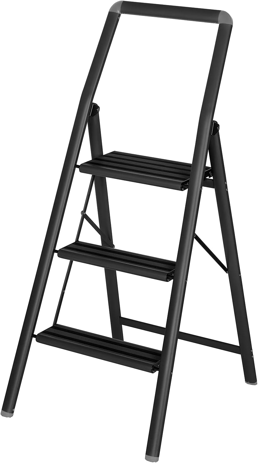 2 Step Folding Ladder Black Aluminium H88507