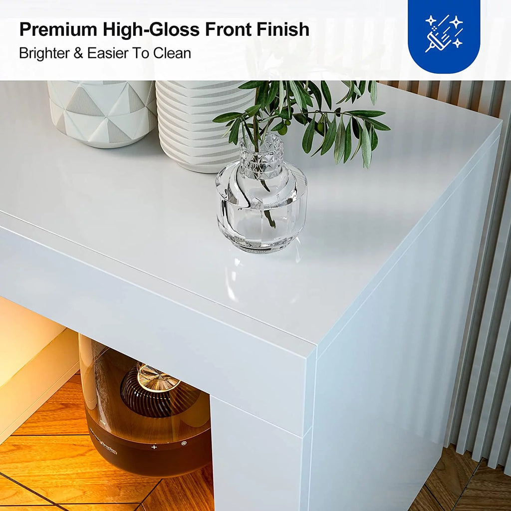White High Glossy LED TV Stand with 3 Cabinets I87787