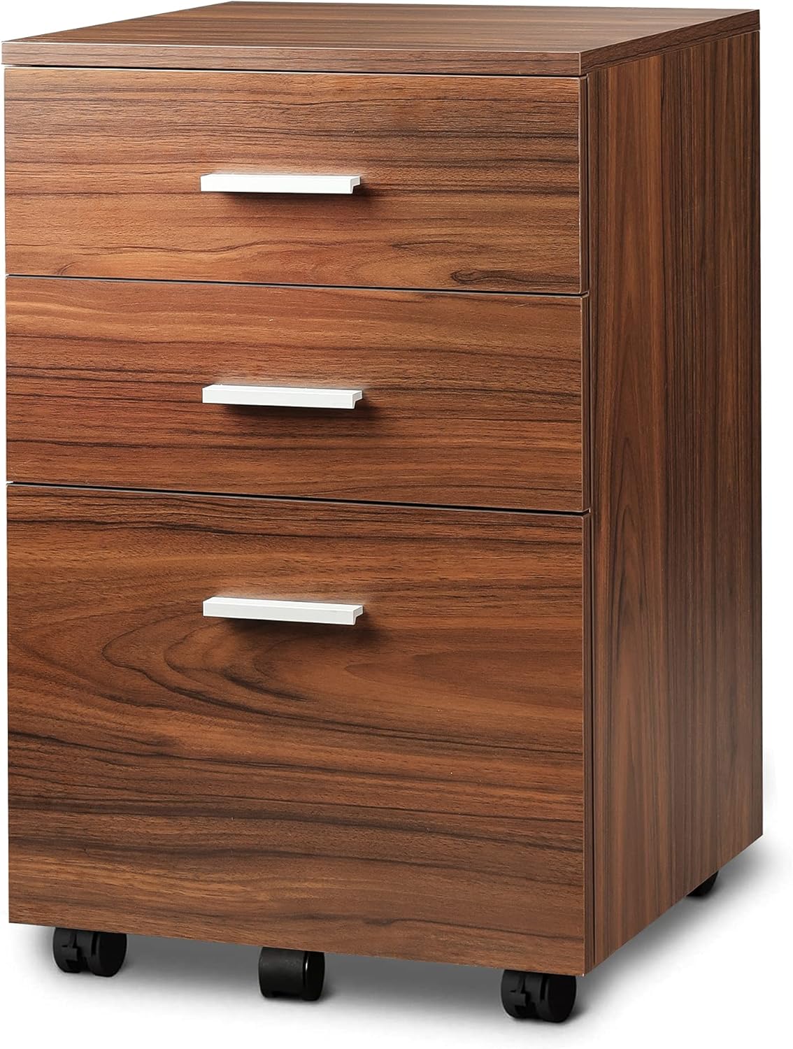 Black 3 Drawer Wood Mobile File Cabinet W3008