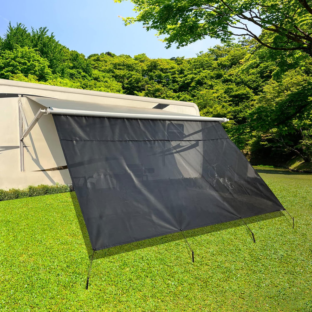 RV Awning Shade Screen with Zipper 8'X11'3'' W487