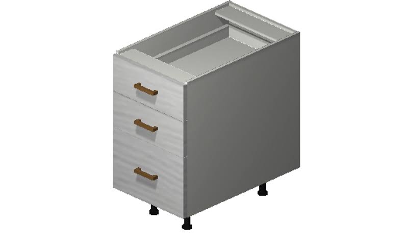 White Pine 3 Drawer Desk Base Cabinet B6778