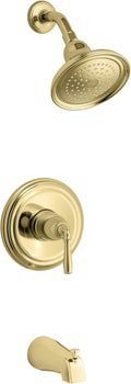 Polished Brass Bath and Shower Valve Trim with Lever Handle, NPT Spout and 2.5 gpm Showerhead L4451