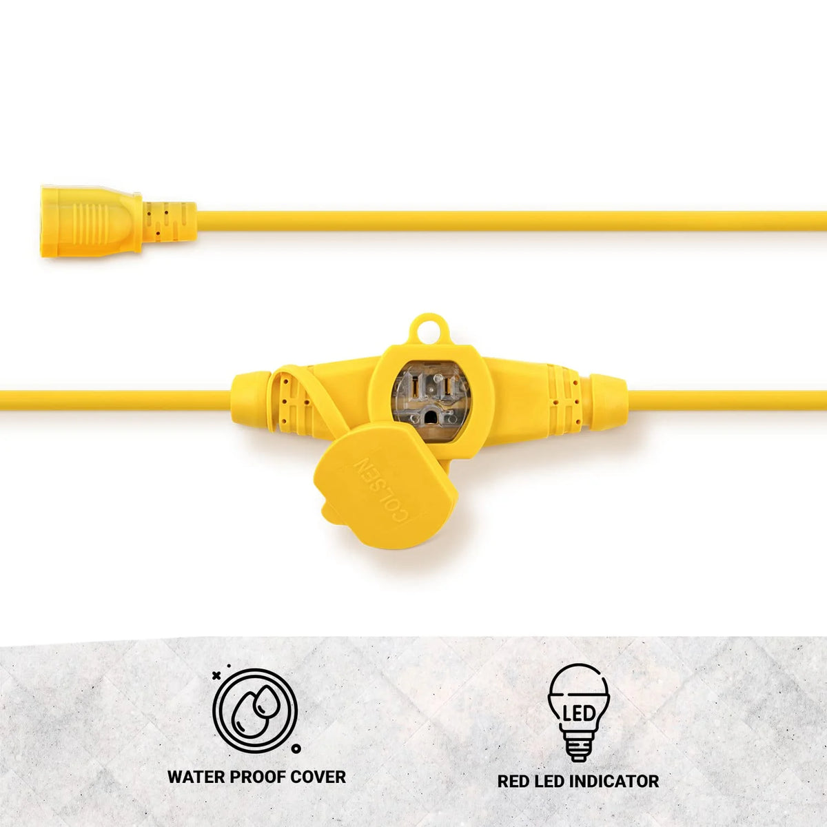 50FT Yellow Power Extension Cord 3 Prong 14 Gauge SJTW Cable B7001