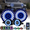 RGBW Series 9" 3D LED Lens Halo Headlights with 4" Fog Lights Combos W63397