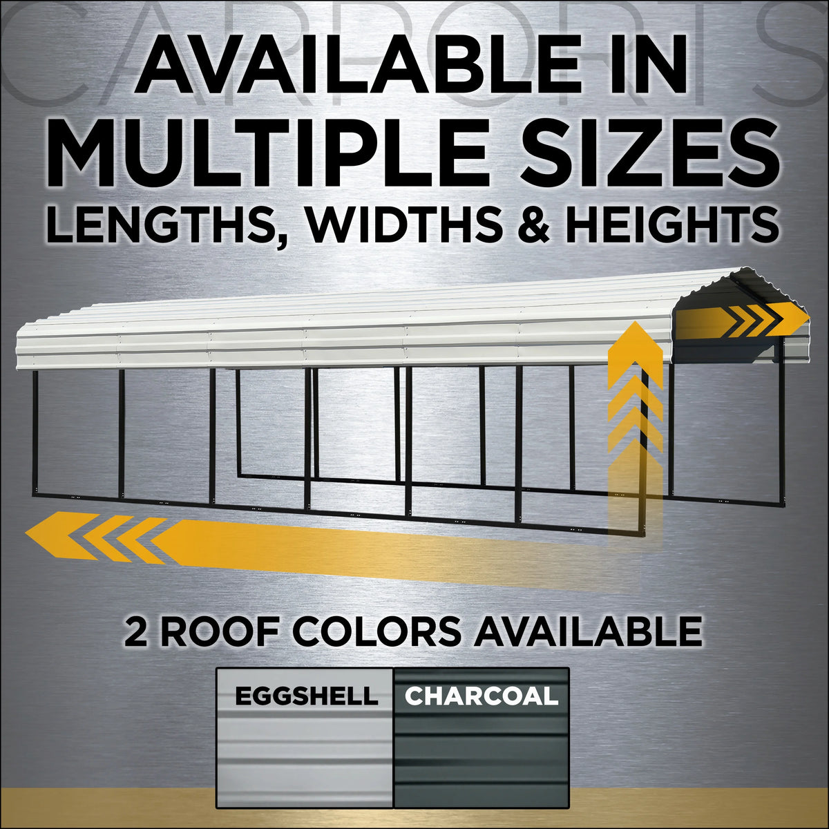 Galvanized Steel Carport Kit, 10' x 20' x 9' V8361