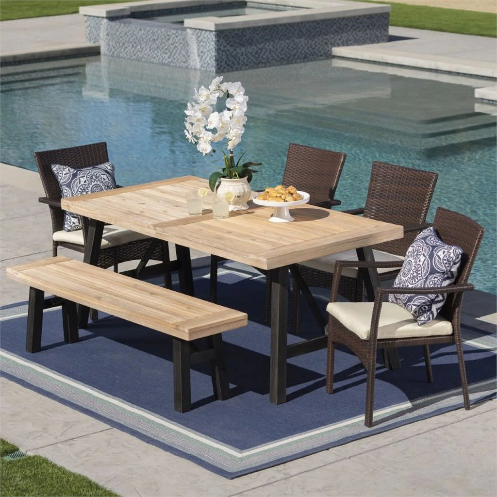 6 Piece Wood Top Patio Dining Set R3853