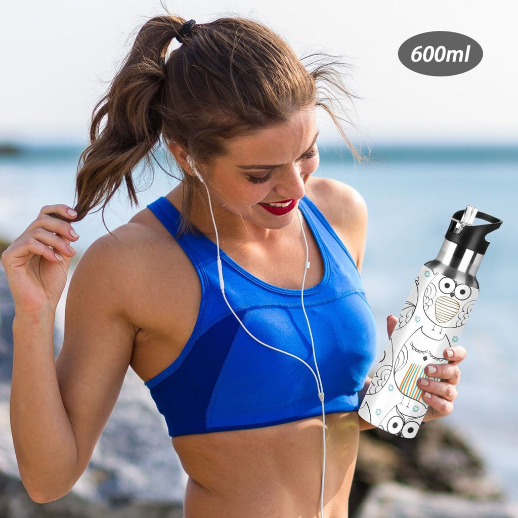 Stainless Steel Insulated Vacuum Flask Water Bottle with Straw Lid K7045