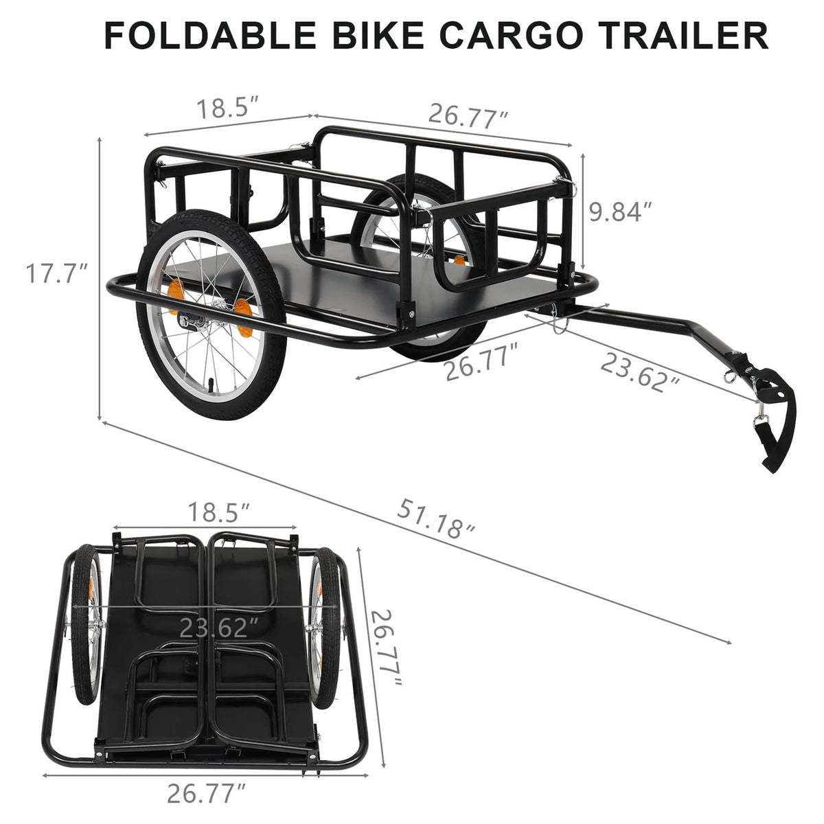 Foldable Bike Cargo Trailer with Universal Hitch L483