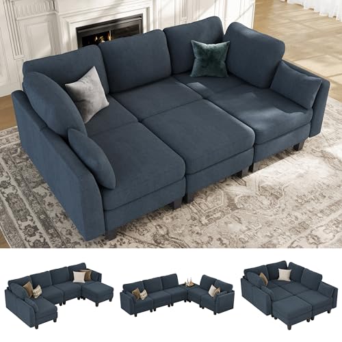 Dark Grey 6 Seaters Modular Sleeper Sofa I280