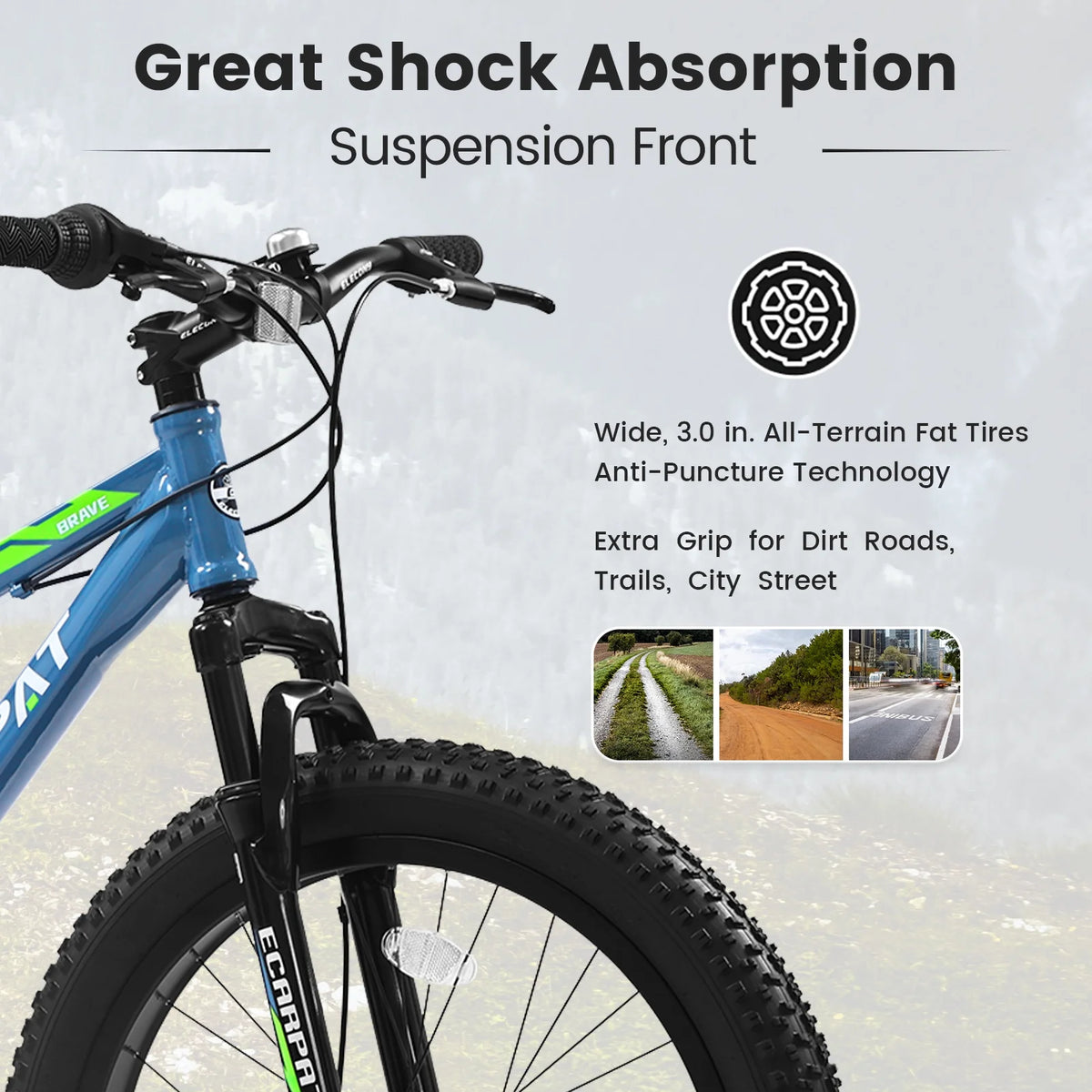 24 inch Fat Tire Bike with 7-Speed and Dual-Disc Brakes W7635